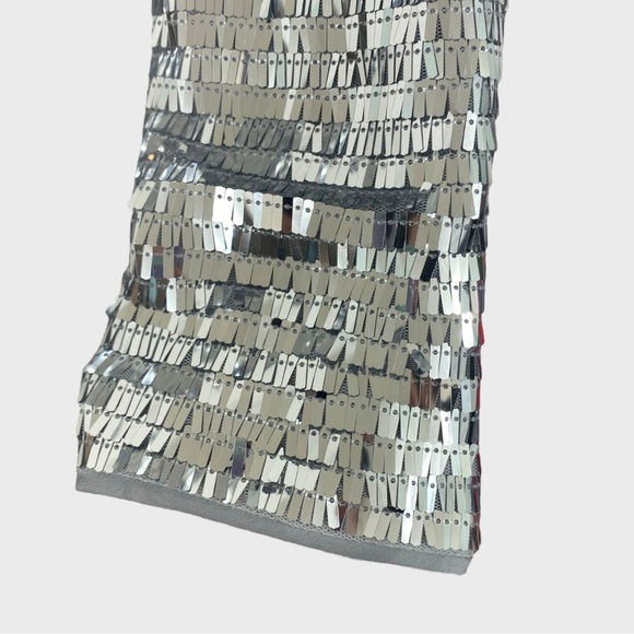 Simon Miller Silver Sequin Sculpty High Collar Maxi Dress Size 12 - Picture 6 of 11